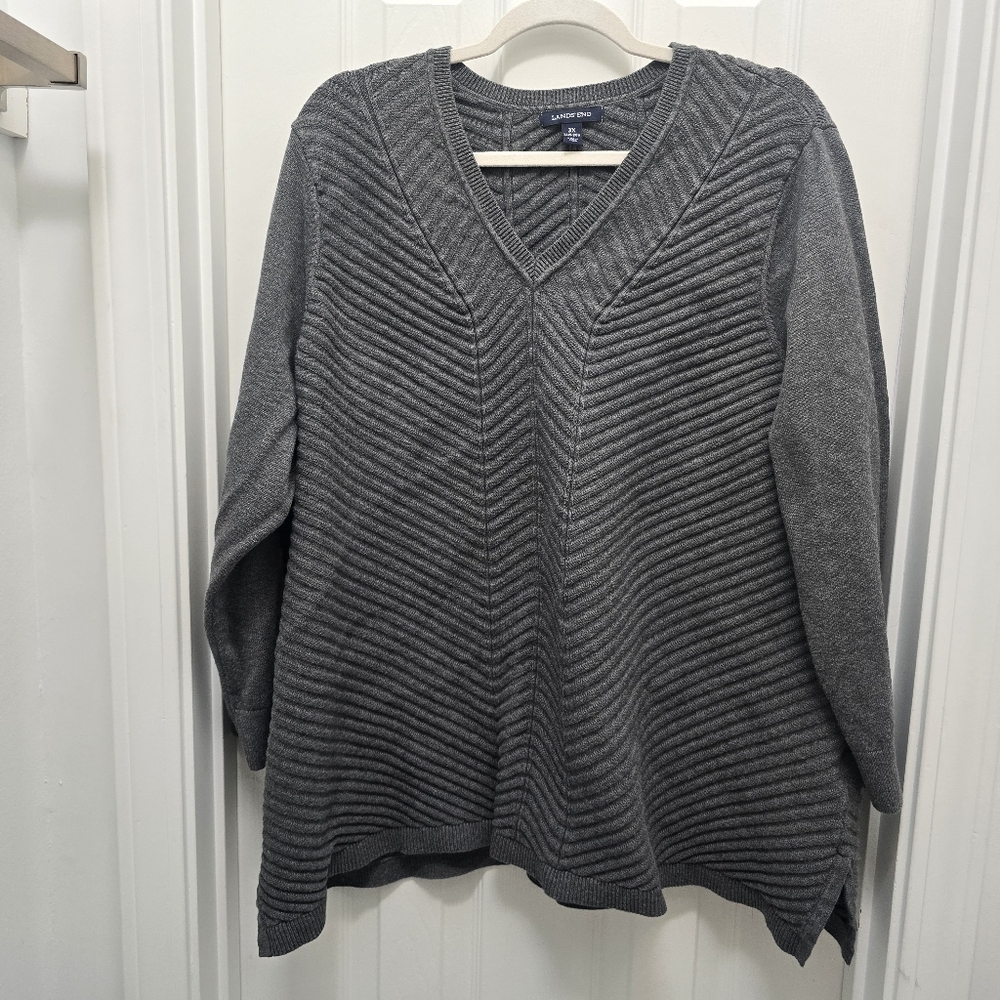 LANDS' END 100% baumwolle, Sz 3X, top/ gray pre-owned in good condition